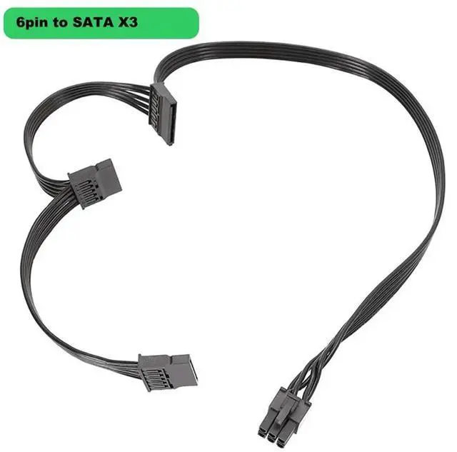 Alt view image 6 of 8 - 6 PIN To 3X Sata Power Cable 6Pin To 3 SATA Cable Hard Drive Power Adapter Cable For Seasonic Modular Power Supply