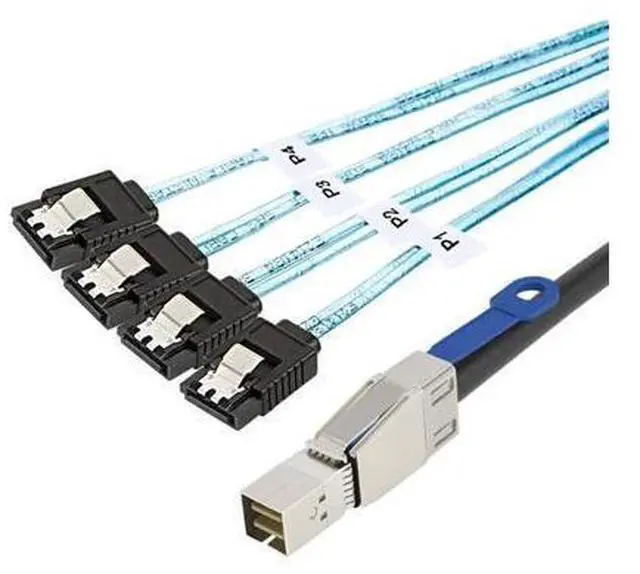 Alt view image 6 of 10 - CableCreation SFF-8644 to 4 Sata 7 Pin Cable, External Mini SAS HD SFF-8644 to 4 Port SATA Cable, Hard Disk Data Server Raid Cable 1 Meter/ 3.3 FT