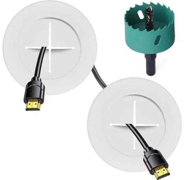 Main image of TV Wire Hider Kit for Wall Mount TV, White in Wall Cable Management Kit, Includes 2 Pass Throughs and Hole Saw Drill Attachment for Easy Install