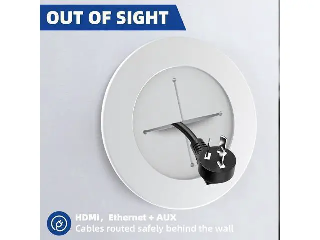 Alt view image 4 of 7 - TV Wire Hider Kit for Wall Mount TV, White in Wall Cable Management Kit, Includes 2 Pass Throughs and Hole Saw Drill Attachment for Easy Install