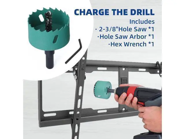Alt view image 5 of 7 - TV Wire Hider Kit for Wall Mount TV, White in Wall Cable Management Kit, Includes 2 Pass Throughs and Hole Saw Drill Attachment for Easy Install