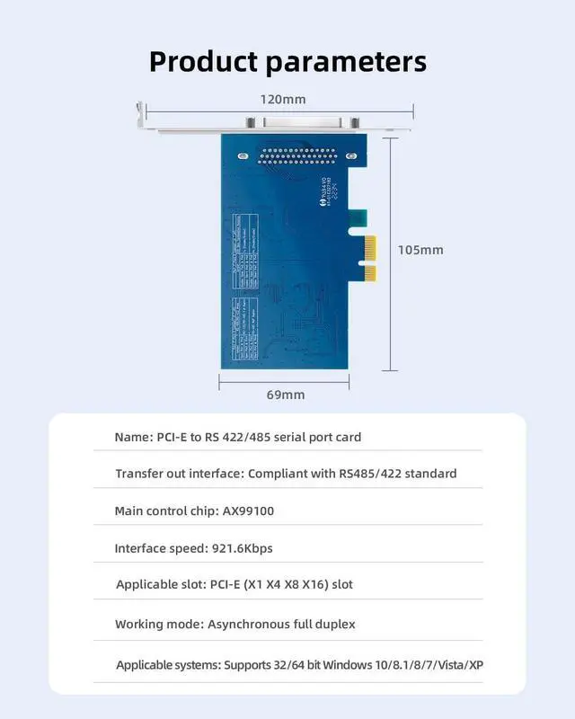 Alt view image 2 of 7 - PCIe to 4-Port RS-485/422 Serial Card, High-Speed 9-Pin DB9 COM Port Expansion with Surge/Lightning Protection, Voltage Suppression Terminal Blocks