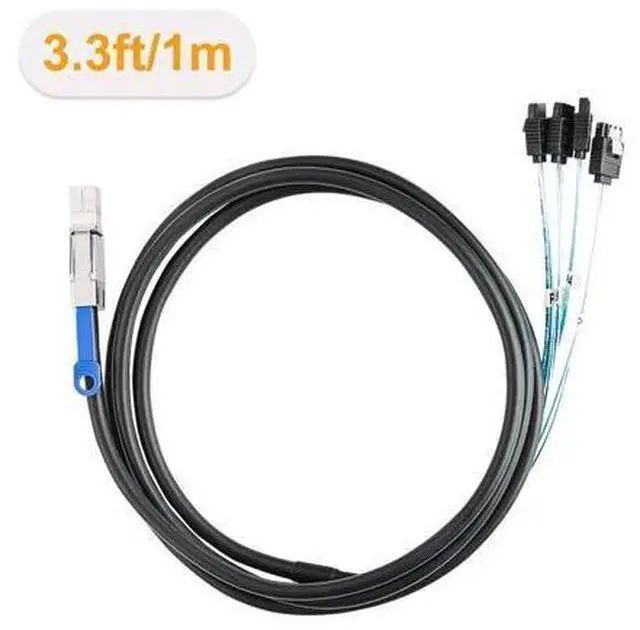 Alt view image 10 of 10 - CableCreation SFF-8644 to 4 Sata 7 Pin Cable, External Mini SAS HD SFF-8644 to 4 Port SATA Cable, Hard Disk Data Server Raid Cable 1 Meter/ 3.3 FT