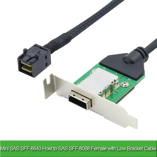 Alt view image 8 of 8 - External Mini SAS HD SFF-8088 26P PCBA Female Adapter with Low Profile Bracket to SAS SFF-8643 12Gbps External 100-Ohm A