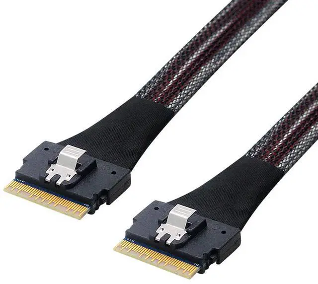 Alt view image 4 of 6 - SAS 4.0 SFF-8654 8i 74pin Host to SFF-8654 Slim SAS Target Cable 50cm PCI-E Slim Line