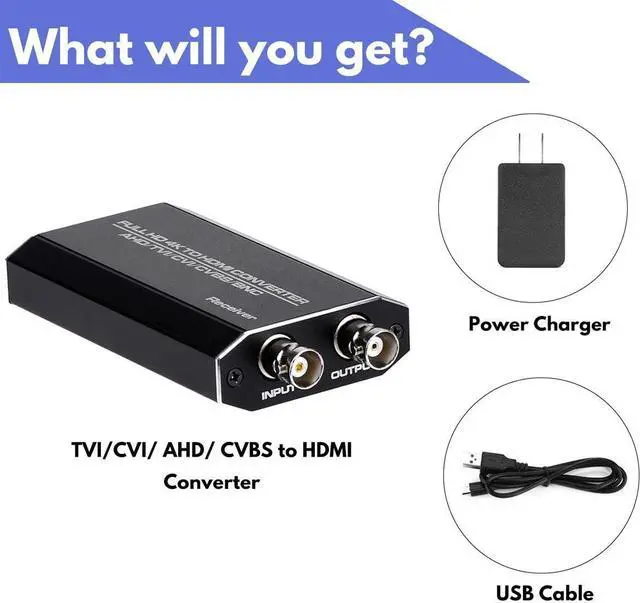 Alt view image 14 of 14 - TVI/CVI/AHD to HDMI Converter, Full HD 4K 720P/ 1080P/ 3MP/ 4MP/ 5MP/ 8MP BNC to HDMI Video Adapter for Monitor HDTV DVRs