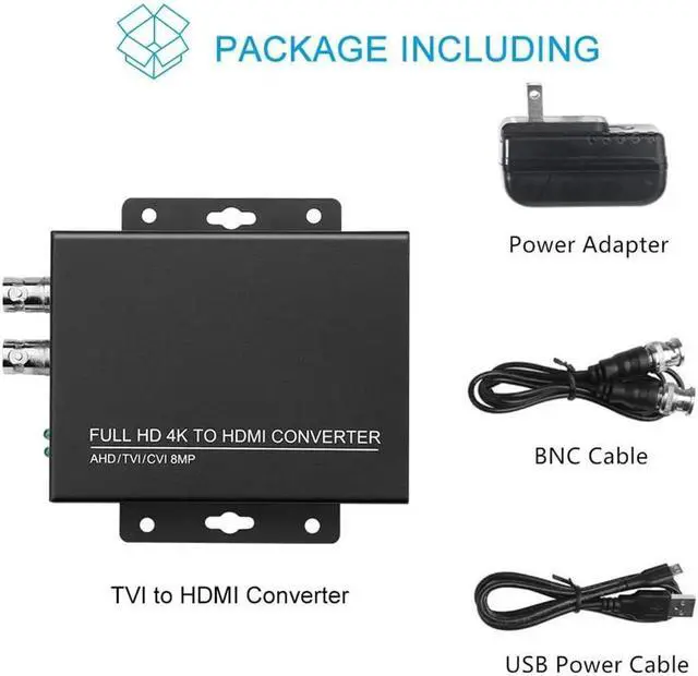 Alt view image 9 of 14 - Wsdcam TVI to HDMI Converter Full HD 4K Converter, 1080p/720p/4K/8MP/5MP/4MP/3MP, BNC to HDMI Video Converter Adapter - CVBS/TVI/CVI/AHD to HDMI