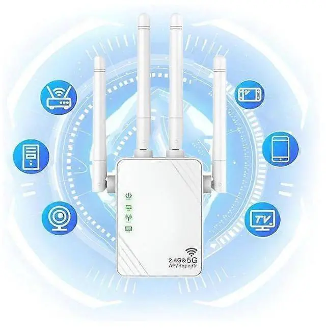 Main image of Deuninker 2024 WiFi Extender 1200Mbps, Dual Band Booster for 4,000 Sq Ft & 45 Devices, White