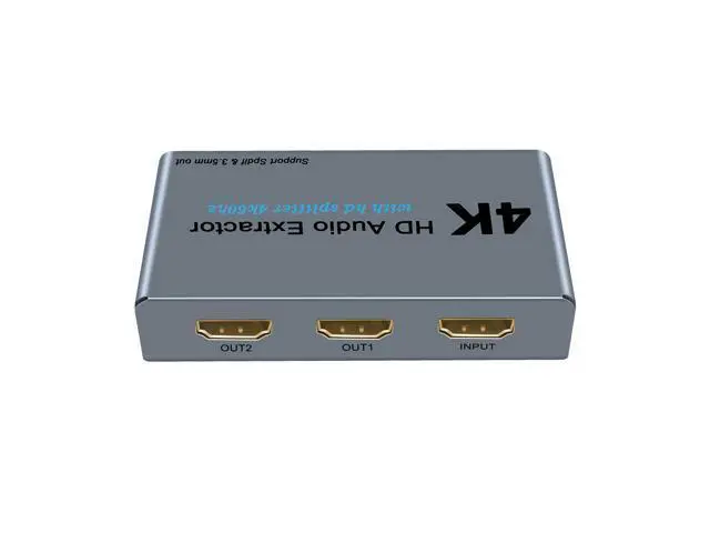 Alt view image 4 of 4 - HDMI Audio Extractor with HD Splitter 4K@60HZ 1 in 2 out With Optical SPDIF Digital Audio and 3.5mm Audio Output for Apple TV and Various Blu Ray Players