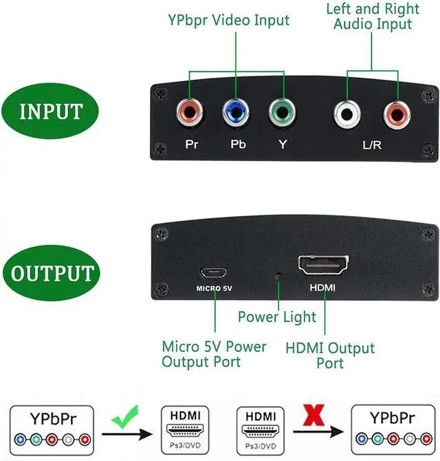 Alt view image 5 of 7 - YPbPr to HDMI Converter Component to HDMI RGB to HDMI Converter Supports Video Audio Converter Adapter HDMI V1.4 for DVD PSP Xbox 360 PS2 Nintendo to HDTV Monitor and Projector