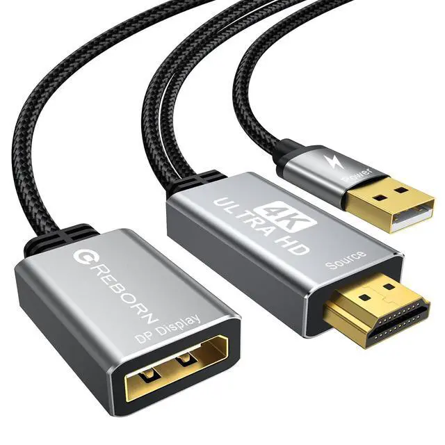 Alt view image 8 of 14 - Active HDMI to DisplayPort Adapter | 4K@60Hz Converter Unidirectional HDMI Source to DP Display HDR Compatible with Laptop AMD NVIDIA PS5 Xbox and More