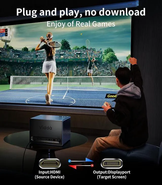 Alt view image 11 of 14 - Active HDMI to DisplayPort Adapter | 4K@60Hz Converter Unidirectional HDMI Source to DP Display HDR Compatible with Laptop AMD NVIDIA PS5 Xbox and More