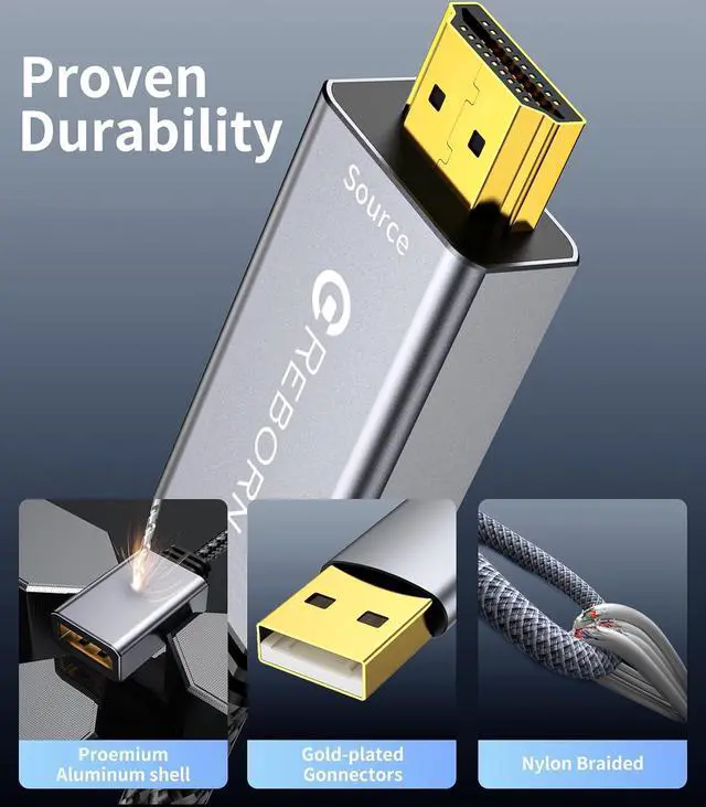 Alt view image 13 of 14 - Active HDMI to DisplayPort Adapter | 4K@60Hz Converter Unidirectional HDMI Source to DP Display HDR Compatible with Laptop AMD NVIDIA PS5 Xbox and More
