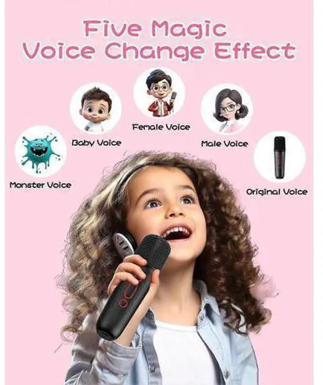 Alt view image 4 of 5 - Ecocleanpath Kids Karaoke Machine with 2 Wireless Mics, Bluetooth Speaker & LED Lights - Portable Party Gift for Ages 3-11+