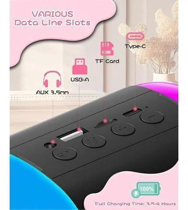 Alt view image 5 of 5 - Ecocleanpath Kids Karaoke Machine with 2 Wireless Mics, Bluetooth Speaker & LED Lights - Portable Party Gift for Ages 3-11+
