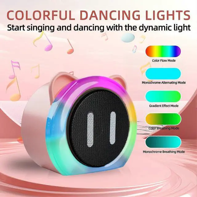 Alt view image 3 of 5 - Ecocleanpath Pink Kids Karaoke Machine with 2 Wireless Mics, Bluetooth Portable Speaker for Family Party & Birthday Gifts
