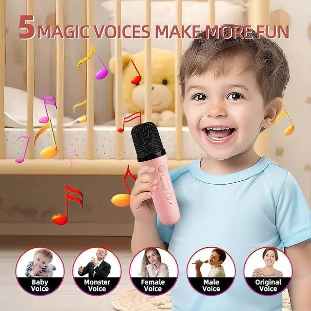 Alt view image 5 of 5 - Ecocleanpath Pink Kids Karaoke Machine with 2 Wireless Mics, Bluetooth Portable Speaker for Family Party & Birthday Gifts