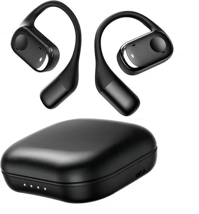 Main image of Black Air Conduction Open-Ear Bluetooth 5.3 Headset - 4 Mics, ENC Noise Cancellation, 28H Play