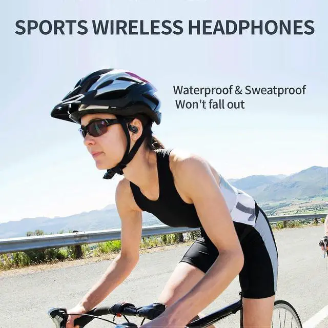 Alt view image 4 of 5 - Black Air Conduction Open-Ear Bluetooth 5.3 Headset - 4 Mics, ENC Noise Cancellation, 28H Play