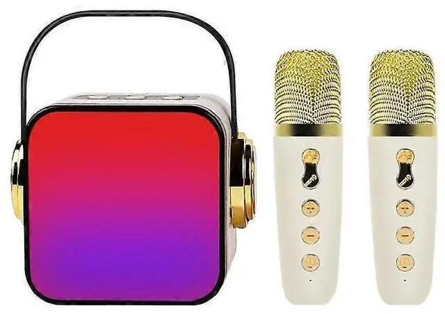 Main image of Ecocleanpath Kids Mini Karaoke Machine with 2 Wireless Mics, Portable Bluetooth Speaker, LED Lights, Birthday Gift for Boys Girls 4-12+ (White)