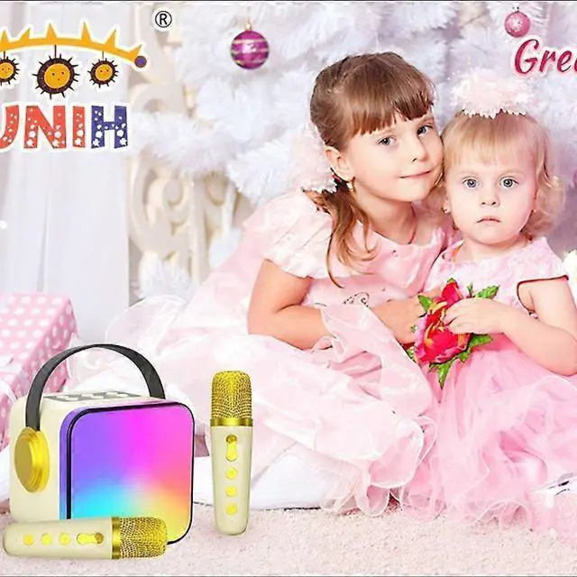 Alt view image 5 of 5 - Ecocleanpath Kids Mini Karaoke Machine with 2 Wireless Mics, Portable Bluetooth Speaker, LED Lights, Birthday Gift for Boys Girls 4-12+ (White)