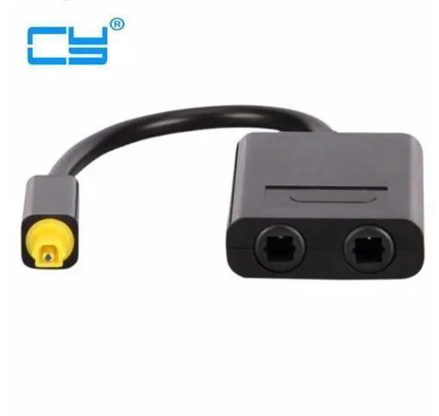 Main image of Dual Port Toslink Digital Optical Audio Splitter Adapter Fiber Optic Audio Cable 1 In 2 Out Black Color