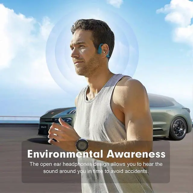 Alt view image 3 of 5 - Ecocleanpath X9 Bone Conduction Sports Earphones, Open-Ear Bluetooth 5.2, Waterproof for Running & Gym (Black)