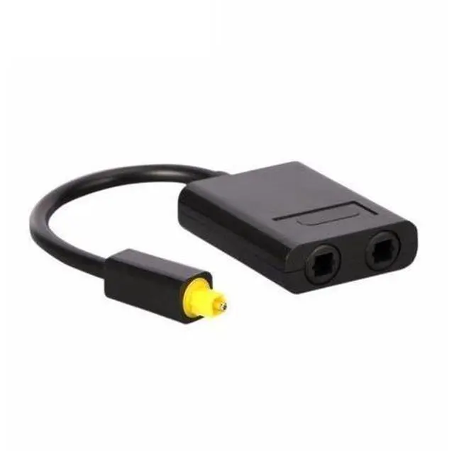 Alt view image 2 of 2 - Dual Port Toslink Digital Optical Audio Splitter Adapter Fiber Optic Audio Cable 1 In 2 Out Black Color