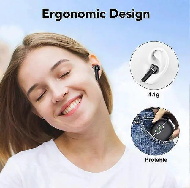 Alt view image 3 of 5 - Wireless Earbuds Bluetooth 5.3 with LED Display, IPX5 Waterproof Sport Headphones for Android iOS (Black)