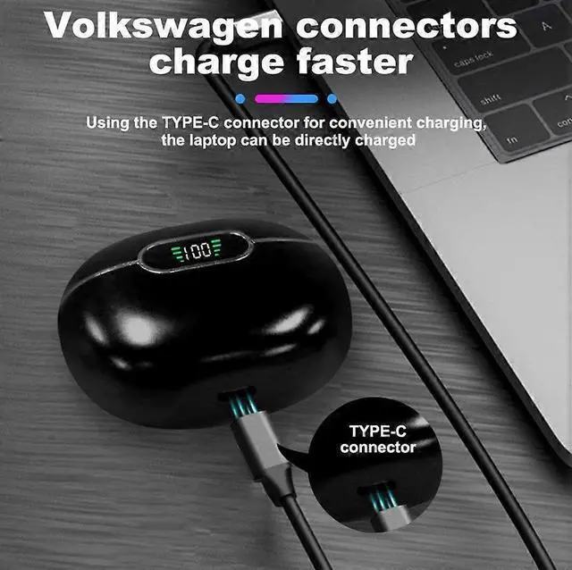 Alt view image 4 of 5 - Wireless Earbuds Bluetooth 5.3 with LED Display, IPX5 Waterproof Sport Headphones for Android iOS (Black)