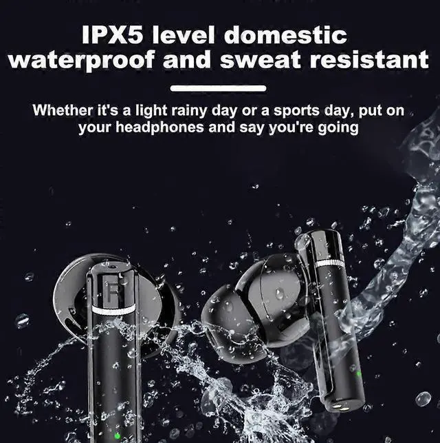 Alt view image 5 of 5 - Wireless Earbuds Bluetooth 5.3 with LED Display, IPX5 Waterproof Sport Headphones for Android iOS (Black)