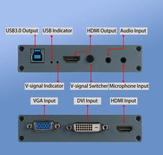 Alt view image 8 of 10 - 4K DVI Video Capture Card,Audio Video HDMI Game Capture,DVI VGA to USB3.0 Full HD Device,1080P@60Hz Loopout,Compatible with Windows,Linux,Android and MAC System