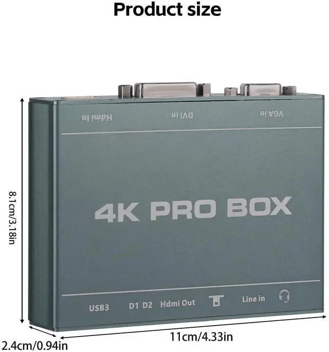 Alt view image 7 of 10 - 4K DVI Video Capture Card,Audio Video HDMI Game Capture,DVI VGA to USB3.0 Full HD Device,1080P@60Hz Loopout,Compatible with Windows,Linux,Android and MAC System