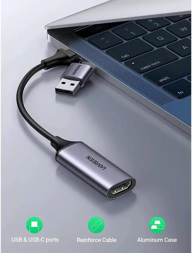 Alt view image 4 of 6 - UGREEN Video Capture Card 4K HDMI to USB-A/USB-C HDMI Capture Card Full HD 1080P USB 2.0 Capture Video and Audio Recording for Gaming, Streaming, Teaching, Video Conference