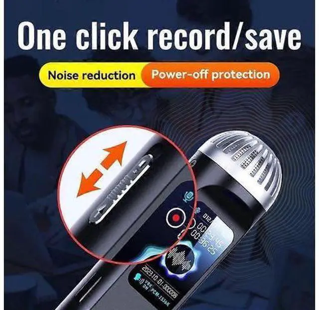 Alt view image 4 of 5 - Ecocleanpath Q99 Voice Recorder 64GB Black - Intelligent Noise Reduction, Voice Activated MP3 for Meetings & Interviews