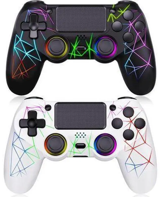 Main image of GamingBoy 2 Pack Wireless Controller for PS4, Light-up RGB Remote Control for Ps4/PC with Hall Effect Joystick/1000mAh Battery/Type-C/Dual Vibration/6-Axis Gyro/Audio Jack/Touch PadWhite Black