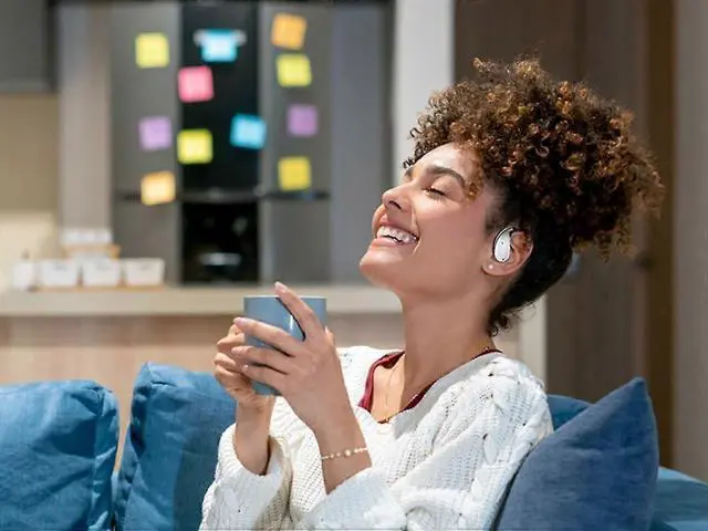 Alt view image 2 of 5 - AI Translation Earbuds Q39: Open-Ear Wireless Bluetooth Headset with LED Case, Sweatproof for Business & Travel (Yellow)