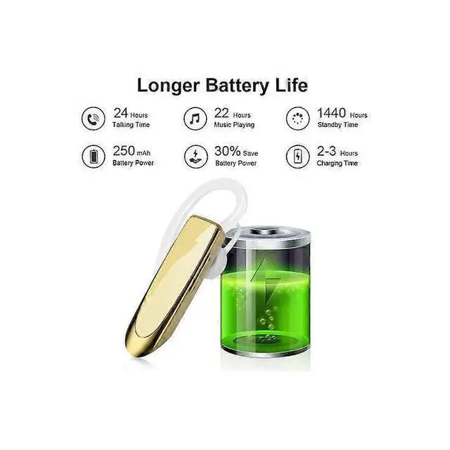 Alt view image 3 of 5 - Yellow Bluetooth Earbuds, 24H Talk Time, CVC 6.0 Noise Cancelling, In-Ear Headset for iPhone Android Laptop