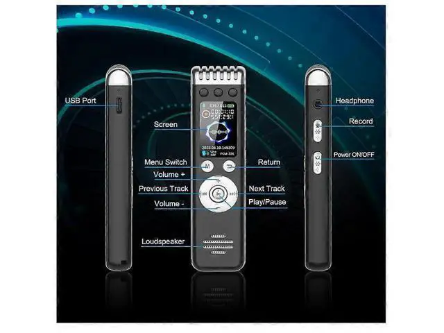 Alt view image 2 of 5 - Ecocleanpath 32GB Digital Voice Recorder with 4608Kbps Noise Reduction, Voice Activated & MP3 Playback (Black)