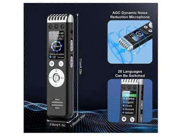 Alt view image 3 of 5 - Ecocleanpath 32GB Digital Voice Recorder with 4608Kbps Noise Reduction, Voice Activated & MP3 Playback (Black)