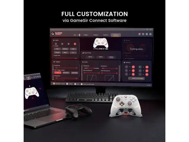 Alt view image 6 of 7 - Cyclone 2 Wireless Controller - 1000Hz Polling Rate, TMR Joysticks, Hall/Micro 2-in-1 Triggers for PC/Switch/Switch 2/Android/iOS, PC Gaming Controller with Charging Dock (Black)