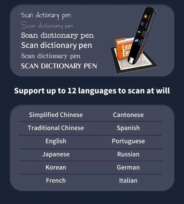 Alt view image 4 of 6 - QURO Portable Intelligent Translator 2.22 Inch HD Touch Screen OCR Digital Translator Pen 112 Language Voice Translator A15S