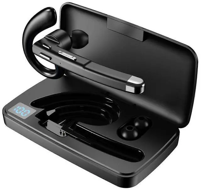 Main image of Wireless Bluetooth 5.3 Headset with ENC Noise Cancellation, LED Charging Case, In-Ear for Office & Driving (Black)