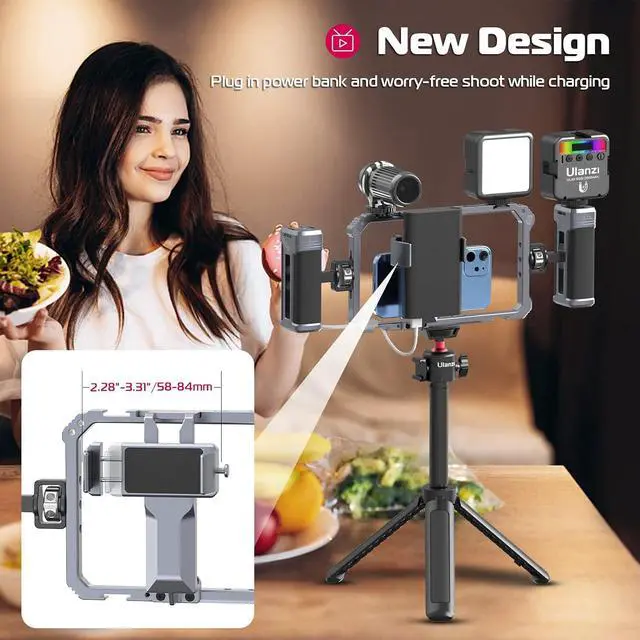 Alt view image 4 of 7 - Deuninker Universal Phone Video Rig Kit with Handles, Aluminum Handheld Stabilizer Phone Video Filmmaking Grip for Video Maker Videographer with Cold Shoe for iPhone 16 15 14 13 Mini Pro Max 8 Plus