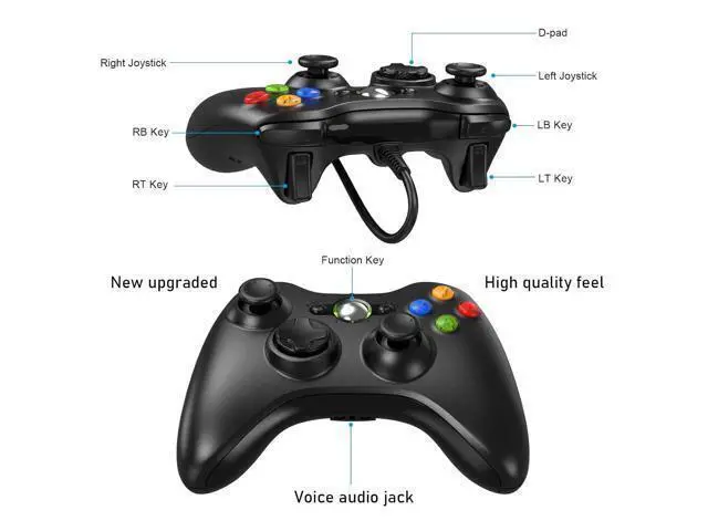 Alt view image 3 of 6 - Etpark X-Box 360 Controller Wired, Gamepad Controller with Wired USB for Microsoft X-Box 360 & Slim Console and PC Windows XP/7/8/10, with Upgraded Joystick, Black