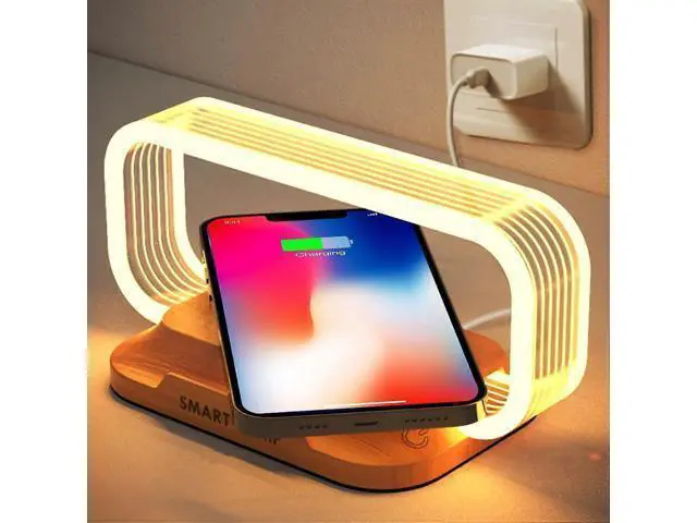 Alt view image 2 of 5 - Ecocleanpath 10W Fast Wireless Charging Nightstand Lamp - Stepless Dimmable Bedside Light with 3 Modes