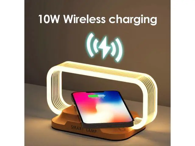 Alt view image 4 of 5 - Ecocleanpath 10W Fast Wireless Charging Nightstand Lamp - Stepless Dimmable Bedside Light with 3 Modes