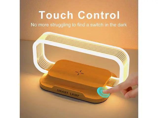 Alt view image 5 of 5 - Ecocleanpath 10W Fast Wireless Charging Nightstand Lamp - Stepless Dimmable Bedside Light with 3 Modes