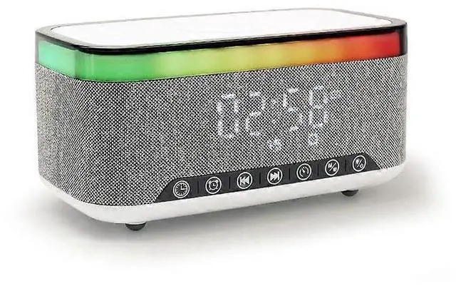 Main image of Deuninker Gray Wireless Charging Lamp with RGB Night Light, Bluetooth Speaker & Digital Alarm Clock, 15W Fast Charging
