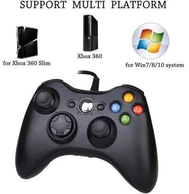 Alt view image 2 of 7 - Reiso Xbox 360 Controller, 7.2 ft USB Wired PC Controller Compatible with Microsoft Xbox 360 & Slim 360 PC Windows (Black and White)